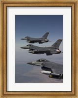 Three F-16's fly in Formation over Arizona (vertical) Fine Art Print