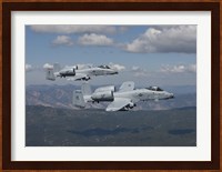 Two A-10 Thunderbolt's Fly over Mountains in Central Idaho Fine Art Print