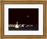 Moonship Lifts Off from the Lunar Hills Fine Art Print