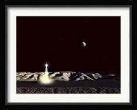 Moonship Lifts Off from the Lunar Hills Fine Art Print