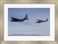HH-60G Pave Hawk Prepares  for Aerial Refueling from an HC-130 Fine Art Print