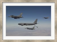 Three F-16's Join Up with a KC-135 over Arizona Fine Art Print