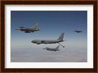 Three F-16's Join Up with a KC-135 over Arizona Fine Art Print