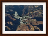 Two F-16's fly in Formation over the Grand Canyon, Arizona Fine Art Print