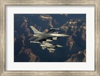 Two F-16's fly over the Grand Canyon, Arizona Fine Art Print