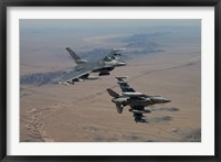 Two F-16's on a training mission over the Arizona desert Fine Art Print