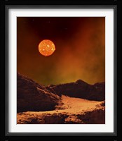 Rugged Planet Landscape Dimly Lit by a Distant Red Star Fine Art Print