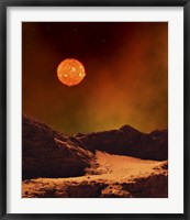 Rugged Planet Landscape Dimly Lit by a Distant Red Star Fine Art Print