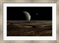 Planet and its Moon are Dimly Lit by a Distant Sun Fine Art Print
