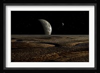 Planet and its Moon are Dimly Lit by a Distant Sun Fine Art Print