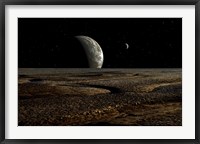 Planet and its Moon are Dimly Lit by a Distant Sun Fine Art Print