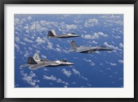 F-15 Eagle and Two F-22 Raptors over Japan Fine Art Print