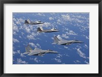 F-15 Eagles and F-22 Raptors Fly in Formation Fine Art Print