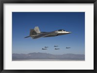 F-22 Raptors Fly in Formation Over New Mexico Fine Art Print