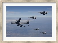 Four F-16's and a KC-135 over Arizona Fine Art Print