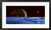 Jupiter and its Moon Lo as Seen from the Surface of Jupiter's Moon Europa Fine Art Print