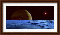 Jupiter and its Moon Lo as Seen from the Surface of Jupiter's Moon Europa Fine Art Print