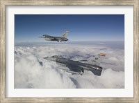 Two F-16's flying in the Clouds Fine Art Print
