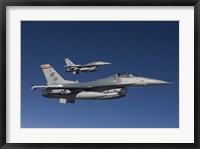 Two F-16's in a Blue Sky Fine Art Print