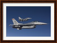 Two F-16's in a Blue Sky Fine Art Print