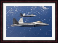 Two F-22 Raptors During a Training Mission Fine Art Print