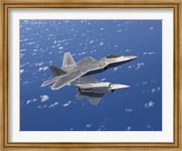 Two F-22 Raptors Maneuver over Japan Fine Art Print