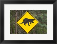 Tasmanian Devil warning sign, Tasman Peninsula, Australia Fine Art Print