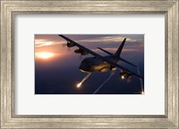 C-130 Hercules Releases Flares over Kansas Fine Art Print