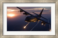 C-130 Hercules Releases Flares over Kansas Fine Art Print