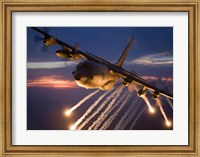 C-130 Hercules Releases Flares Fine Art Print