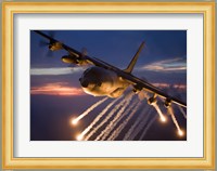 C-130 Hercules Releases Flares Fine Art Print