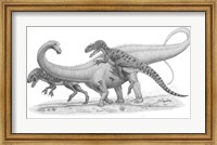 Group of Allosaurus Attack a giant Diplodocus Fine Art Print