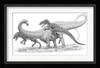 Group of Allosaurus Attack a giant Diplodocus Fine Art Print