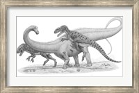 Group of Allosaurus Attack a giant Diplodocus Fine Art Print