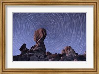 Star trails around the Northern Pole Star, Arches National Park, Utah Fine Art Print