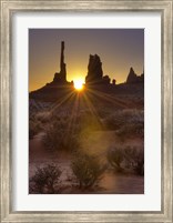 Sunburst through the Totem Polein Monument Valley, Utah Fine Art Print