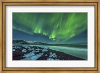 Aurora Borealis over the Ice Beach near Jokulsarlon, Iceland Fine Art Print