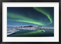 Northern Lights over the Glacier Lagoon in Iceland Fine Art Print