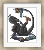 Deinonychus Dinosaur Playing with Socks Fine Art Print