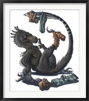 Deinonychus Dinosaur Playing with Socks Fine Art Print