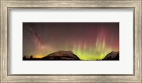 Red Aurora Borealis and Milky Way over Carcross Desert, Canada Fine Art Print