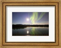 Aurora Borealis with Full Moon over the Yukon River in Canada Fine Art Print