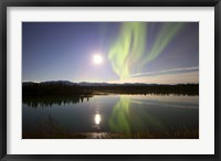 Aurora Borealis with Full Moon over the Yukon River in Canada Fine Art Print