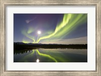 Aurora Borealis and Full Moon over the Yukon River, Canada Fine Art Print