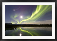 Aurora Borealis and Full Moon over the Yukon River, Canada Fine Art Print