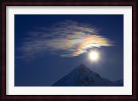 Full Moon with Rainbow Clouds at Ogilvie Mountains Fine Art Print