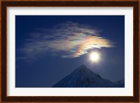 Full Moon with Rainbow Clouds at Ogilvie Mountains Fine Art Print