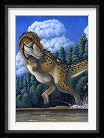 Tyrannosaurus Rex rRunning through Water Fine Art Print