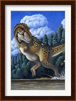 Tyrannosaurus Rex rRunning through Water Fine Art Print