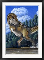 Tyrannosaurus Rex rRunning through Water Fine Art Print